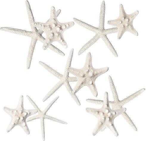 Nautical Crush Trading Starfish & Knobby Starfish Decor - (5) White Starfish 4-6" and (5) Knobby Starfish 2-3.5" - Beach Wedding Decor - Coastal P...