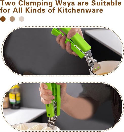 2 Pack Hot Plate Gripper Clips Holder Tongs for Moving Hot Plate Bowls Pizza Pan Air Fryer Microwave Oven with Food Out, Green...