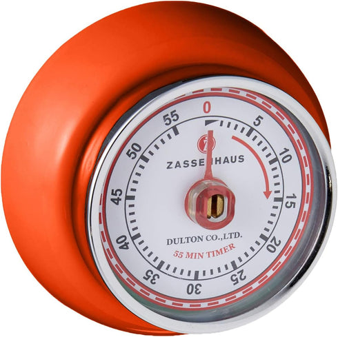 Zassenhaus Magnetic Retro Kitchen Timer, Classic Mechanical Cooking Timer (Orange), 2.75-Inch...