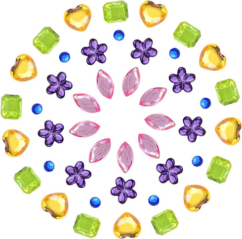 JPSOR 900pcs Gems Jewels for Crafts, Acrylic Flatback Rhinestones for Halloween Pirate Party Decorations, Crafting Embellishments Gemstone (9 Shap...