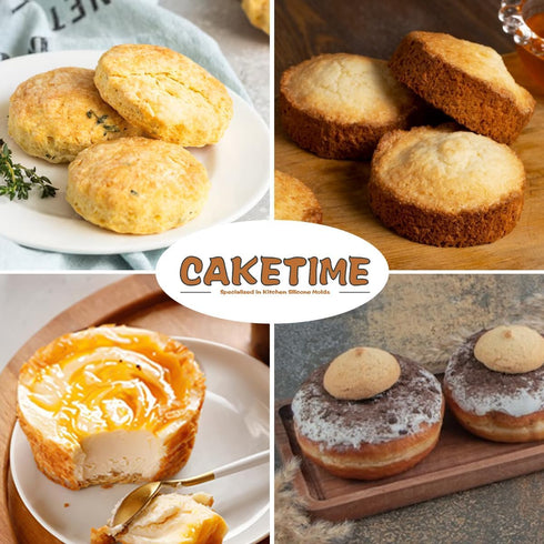 CAKETIME Muffin Top Pan, Silicone Egg Molds for Breakfast Sandwiches 3" Round Egg Baking Pan for Oven English muffins, Whoopie Pies, Corn Bread, E...
