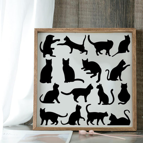FINGERINSPIRE Cat Drawing Stencil 11.8x11.8inch Reusable Cat Painting Template DIY Craft Cute Cat Pattern Stencil Animal Cat Stencil for Painting ...