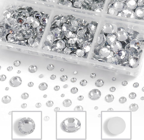 Resin Rhinestones Kit for Crafts,8400 pcs Crystal Flatback Rhinestones Mixed 5 Sizes 2mm-6mm with B7000 Glue Tweezers and Wax Pencil for Fabric Tu...