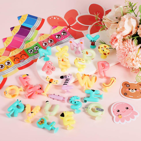 26pcs Suction Cup Letters Toys, Washable Alphabet Educational Toys Learning Spelling Games Educational Bath Toys Kids Interactive Toys Alphabet Le...