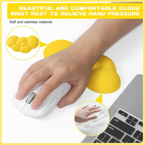 ATTACK SHARK Cloud Wrist Rest and Coaster Combo, Soft Comfortable and Non-Slip PU, Heat Insulation and Durable Slow Rebound Ergonomic Wrist Pad fo...
