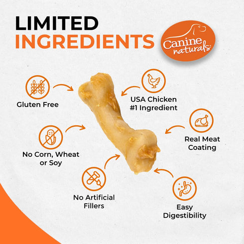 Canine Naturals IrresistiBONES Long Lasting Chicken Chew - Made from USA Raised Chicken – with A Real Meat Coating - All Natural and Easily Digest...