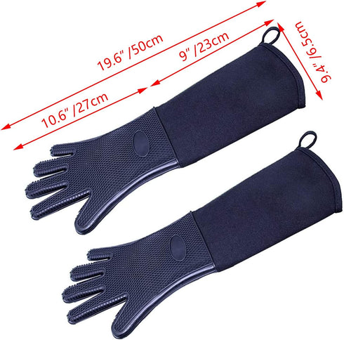 Extra Long Professional Oven Mitts, Non-Slip Silicone Grip Heat Resistant, 1 Pair,19.7" Length,Up to 572? for BBQ Cooking Baking Grilling, Black...