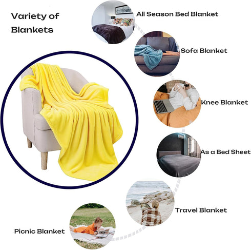JIAHANNHA Yellow Fleece Throw Blanket 50"x60" for Adults, Super Soft Cozy Plush Velvet Throw Blanket for Couch Sofa Bed,Warm and Lightweight...