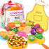Kitchen Toys Fun Cutting Food Fruits Vegetables Toys Pretend Food Playset for Children Girls Boys Educational Early Age Basic Skills Development 4...