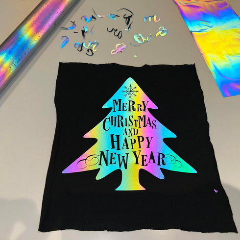 Reflective Heat Transfer Vinyl Reflective Rainbow HTV Vinyl Rolls Pack 12Inch x 5Feet Iron on Vinyl for Cricut, T-Shirts DIY Design, Silhouette Ca...