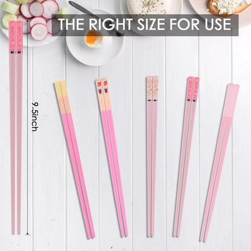Chopsticks Reusable Dishwasher Safe, GLAMFIELDS 5 Pairs 9.5 Inches Premium Chop Sticks Set for Sushi, Ramen, Asian Cuisine, Matte Non-slip with Gi...