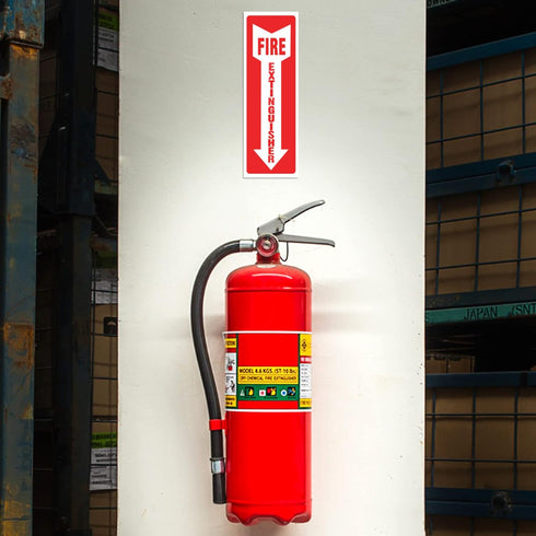 Fire Extinguisher Sign with Down Arrow, Safety Stickers, 15 Pack 4" x 12" Fire Extinguisher Signs Stickers, Durable Self Adhesive Decals, Weatherp...