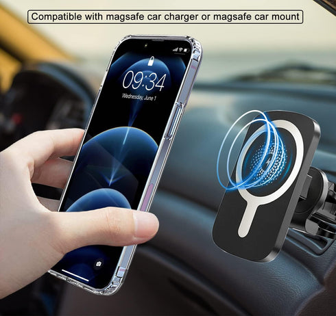 for iPhone 12 Pro Max Case - Transparent Hard PC Back Slim Shockproof Protective Case with Three-Way Stand and Magsafe Compatibility...