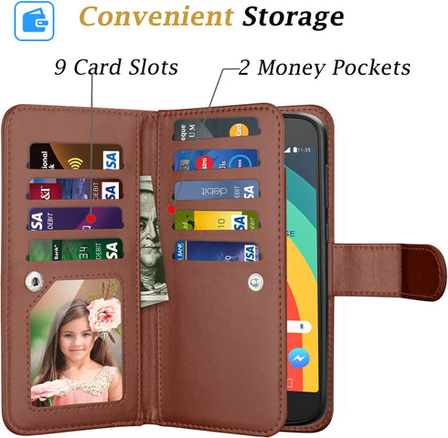 Moto E5 Play Wallet Case, Moto E5 Cruise/E5 GO Wallet, Takfox PU Leather with Card Holder Folio Flip with Strap Detachable Magnetic Wallet Phone C...