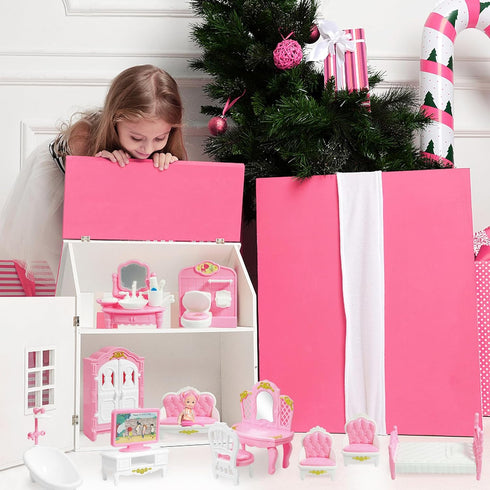 20 Pieces Doll House Furniture and Accessories Set Dollhouse Furniture Set Mini Dollhouse Furniture 1 12 Scale Bedroom Living Room Bathroom Furnit...