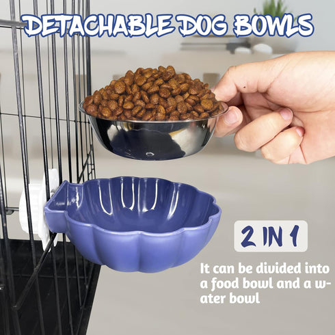 Fhiny Crate Dog Bowl, Removable Stainless Steel Pet Cage Bowl Hanging Food & Water Feeder Coop Cup for Cat, Puppy, Ferret, Birds, Guinea Pigs 2 Pa...