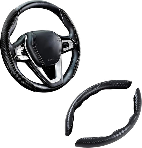 Generic Car Steering Wheel Cover Matte Carbon Fiber 2-3pcs, Steering Wheel Wrap Set Non-Slip Protector Interior Decoration 14.5"" to 16"" Steering...
