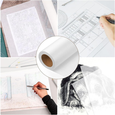 Tracing Paper Roll 17in x 25yd, White Trace Paper Pattern Paper Translucent Tracing Paper for Sewing, Drawing, Sketching, Gift Wrapping...