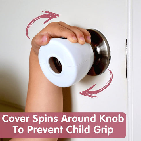 4-Pack Childproof Door Knob Covers - Easy to Install Child Safety Door Knob Cover with No Tools Needed - Reusable, White Baby Proof Door Knob Cove...
