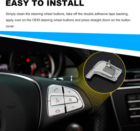 12Pcs Car Steering Wheel Button Sticker Trim Replacement for Mercedes Benz C V GLC Class W205 X205, Silver...