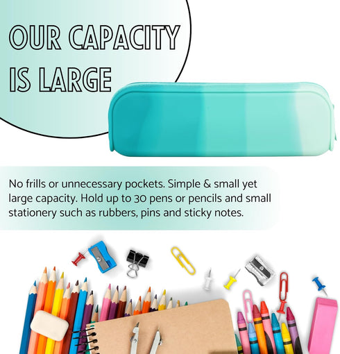 Pencil Holder Case, Gradient Color Silicone Waterproof Pencil Pouch, Portable Silicone Pencil Bag Aesthetic Zipper Pencil Pouch for School Supplie...