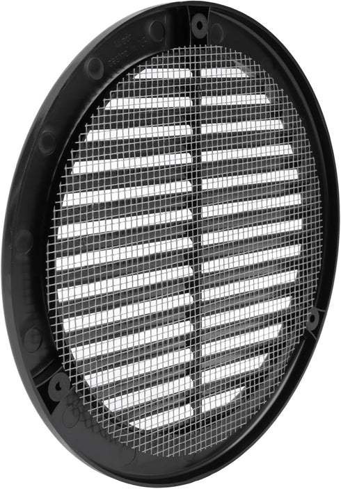 Vent Systems 6'' Inch Black Soffit Vent Cover - Pack of 5 - Round Air Vent Louver - Grille Cover - Built-in Insect Screen - HVAC Vents for Bathroo...