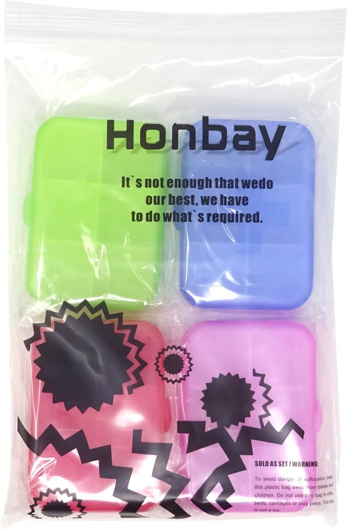 Honbay 4PCS 6 Compartments Waterproof Plastic Pill Organizer Box Case for Daily or Travel Use...