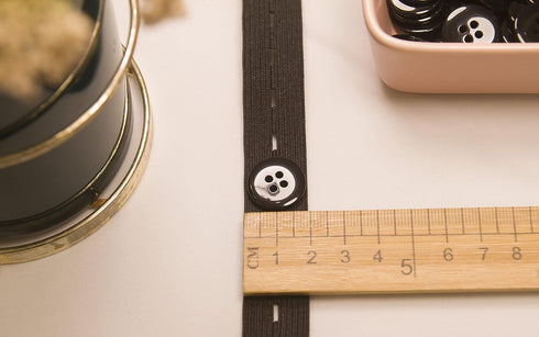 Flat Sewing Band Spool with Buttonholes, Elastic Stretchable, Ideal for DIY Waistbands and Necklines (Black, 3/4 inch × 3 Yards)...