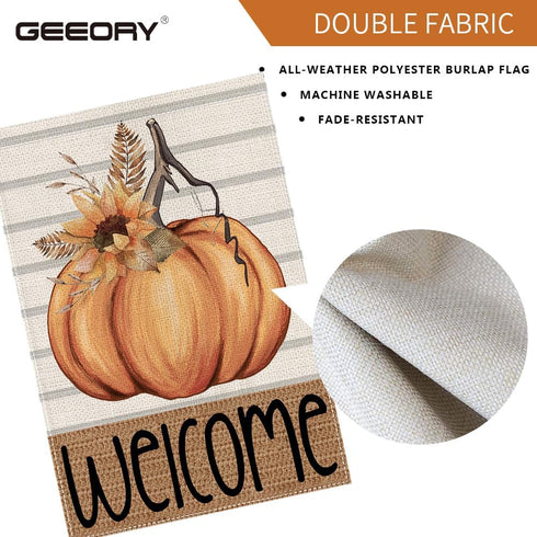 Fall Welcome Garden Flag 12.5 x 18 Inch, Pumpkin Sunflower Double Sided Small Decorative Flag for Outside Yard Lawn Outdoor Decoration GB080-12...