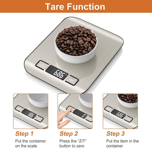 CROWNFUL Food Scale, 11 lb Digital Kitchen Scales with Built-in Coin Battery, Weight Ounces and Grams for Cooking and Baking, 6 Units with Tare Fu...
