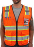 Reflective Mesh Vest High Visibility Two Tone with Pockets and Zipper, ANSI Class 2 Compliant, Orange Mesh with Yellow Trim S...