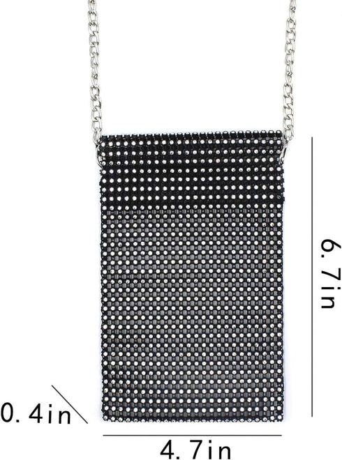 AIBEARTY Women Girls Sparkly Rhinestone Cell Phone Purse Mini Crossbody Bag Evening Clutch Shoulder Bag with Metal Chain...
