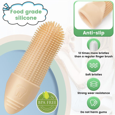 Dog Toothbrush, 2 Pack Dog Tooth Brush, 360° Cleaning Finger Toothbrush for Dogs, Food Grade Silicone Dog Finger Toothbrush Fits Most Fingers, Too...