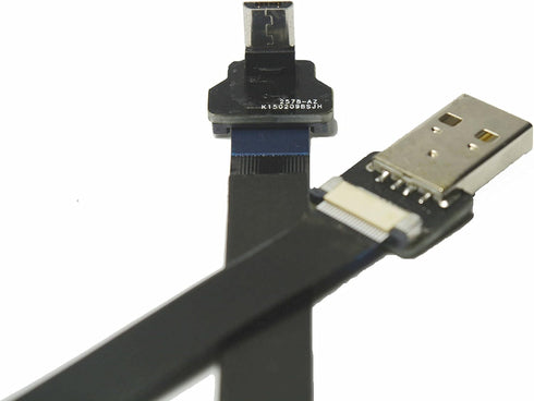 Black FFC USB FPV Flat Slim Thin Ribbon FPC Cable Micro USB 90 Degree Angle to Standard USB A for sync and Charging (50CM)...