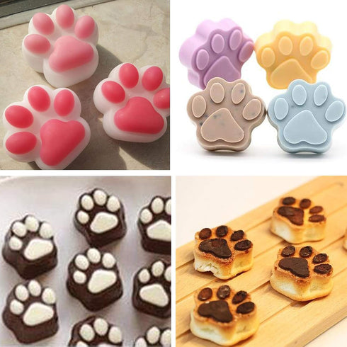 Cat Paw Chocolate Silicone Mold 2PCS-6 Cavity Puppy Dog Paw Shaped Candy Cookie Silicone Mould Ice Cube Tray Homemade Dog Treats Baking Tools...