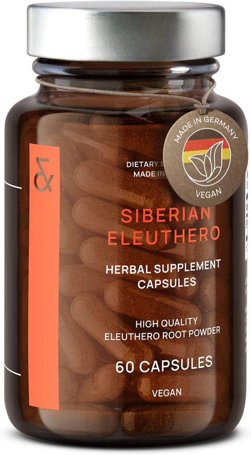 CLAV® Siberian Ginseng - 900mg Eleuthero Root Powder - Energy Supplement - Reduction of Tiredness & Fatigue - 60 Ginseng Capsules - Made in German...