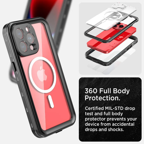 Miimall Compatible for iPhone 15 Pro Waterproof Case, iPhone 15 Pro Magsafe Case Built-in Screen Protector Mililtary Dropproof Dustproof Shockproo...
