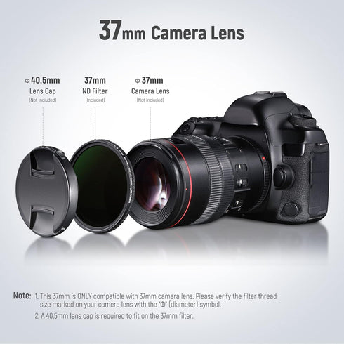 NEEWER 37mm HD Variable ND Filter ND2-ND32 (1-5 Stops) No X Cross/Optical Glass/30 Layer Nano Coated/Ultra Slim Aluminum Alloy Frame/Water Repelle...