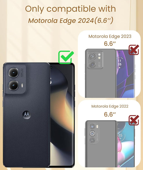 Dretal for Motorola Moto Edge 5G 2024 Case, 360° Rotatable Ring Holder Magnetic Kickstand,Plated Gold Edge Slim Soft TPU Protective Cover for Moto...