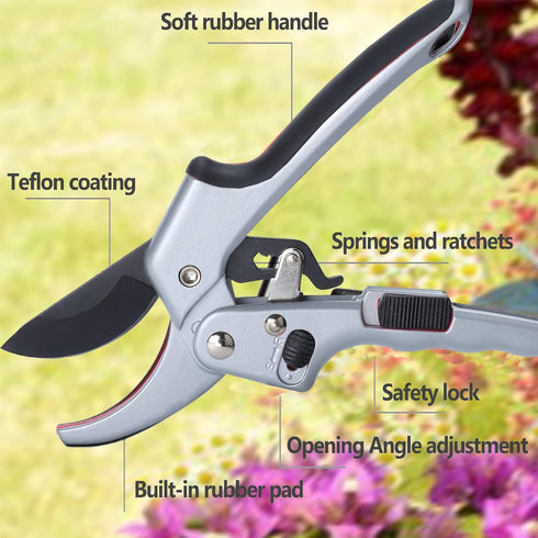 Pruning shears, work 3 times easier, MUSTKING garden clippers (Adjustable - Upgraded - Black)...