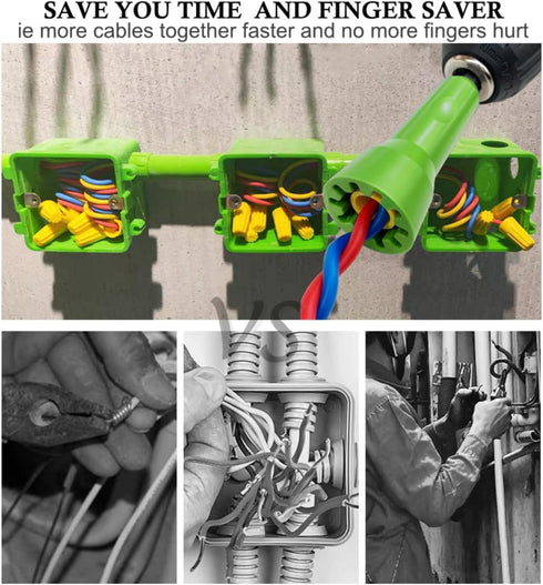 Wire Twister Tool for Drill, Electrical Wire Twister tool,2PCS Green - Fast Wire Twisting Tool,Wiring Tools,Connector Driver With 1/4 In Chuck,Enh...