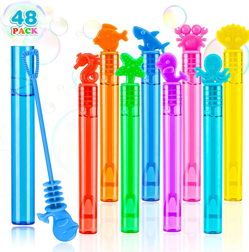 48 PCS Ocean Mini Bubble Wands, 8 Styles, Colors, Party Favors Gifts for Kids, Themed Birthdays, Christmas, Valentine's Day, Carnival,Summer Outdo...