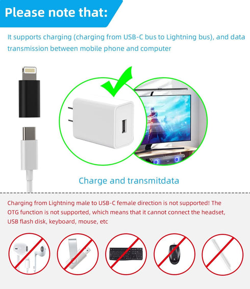 3Pack,USB C to Lightning Adapter,USB-C Female to Lightning Male Adapter,Lightning to USB C,USBC Charging Cable Charger Adaptor for Apple iPhone 12...