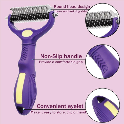 Double-Sided Deshedding & Dematting Tool Open Knot Brush for Dogs & Cats - Premium Pet Grooming Comb for Shedding and Tangle-Free Fur - Ultimate C...