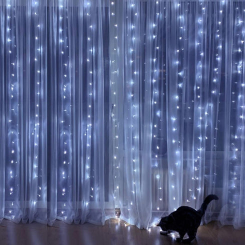 HOME LIGHTING Window Curtain String Lights, 300 LED 8 Lighting Modes Fairy Copper Light with Remote, USB Powered Waterproof for Christmas Bedroom ...