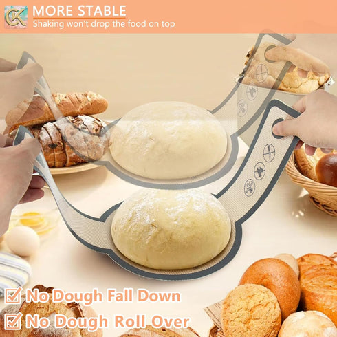 Silicone Bread Sling Reusable Baking Mat with Long Handles, 2 PCS Easy and Stable to Transfer Bread Heat Resistant Protector Pad Mat for Oven...