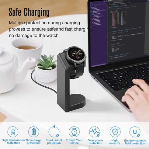 Ticwatch E3 Charger, Replacement Connection Charging Dock Compatible with Ticwatch E3 Stand Station Case Friendly with 5 Feet Cable Black...