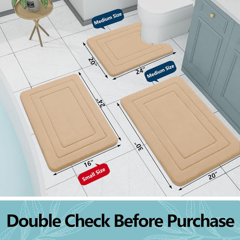 Arotive Memory Foam Bathroom Rug Mat 24x16, Ultra Soft and Absorbent Bath Mat, Machine Wash Dry, Comfortable Bath Rug Carpet for Bathroom Floor, T...