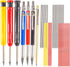 Mechanical Carpenter Pencils Set Including 1 Engraving Pen, 3pcs 2.0 mm Mechanical Pencils with 12pcs Refills, 3pcs 2.8 mm Deep Hole Woodworking P...