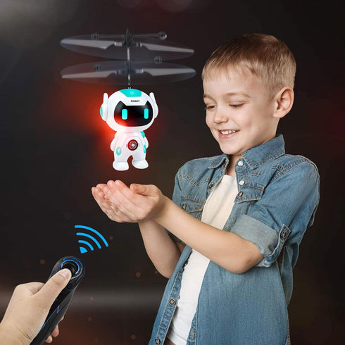 Rc Flying Robot Toys for 5 6 7 8-12 Years Old Boys Girls- Remote Control Helicopter Built-in LED Mini Drone Flying Toy for Kids & Adults Indoor Ou...